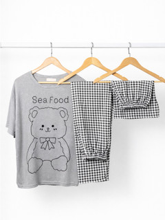 ست تیشرت و شلوار و شورتک وارداتی طرح عروسک Sea Food